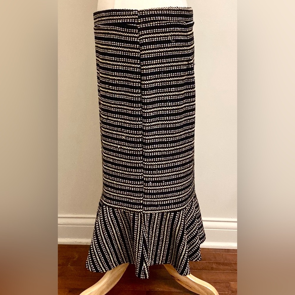 Cato Black Metallic Sequin Striped Silver Gold Flare Business Career Skirt SZ L - Picture 6 of 10